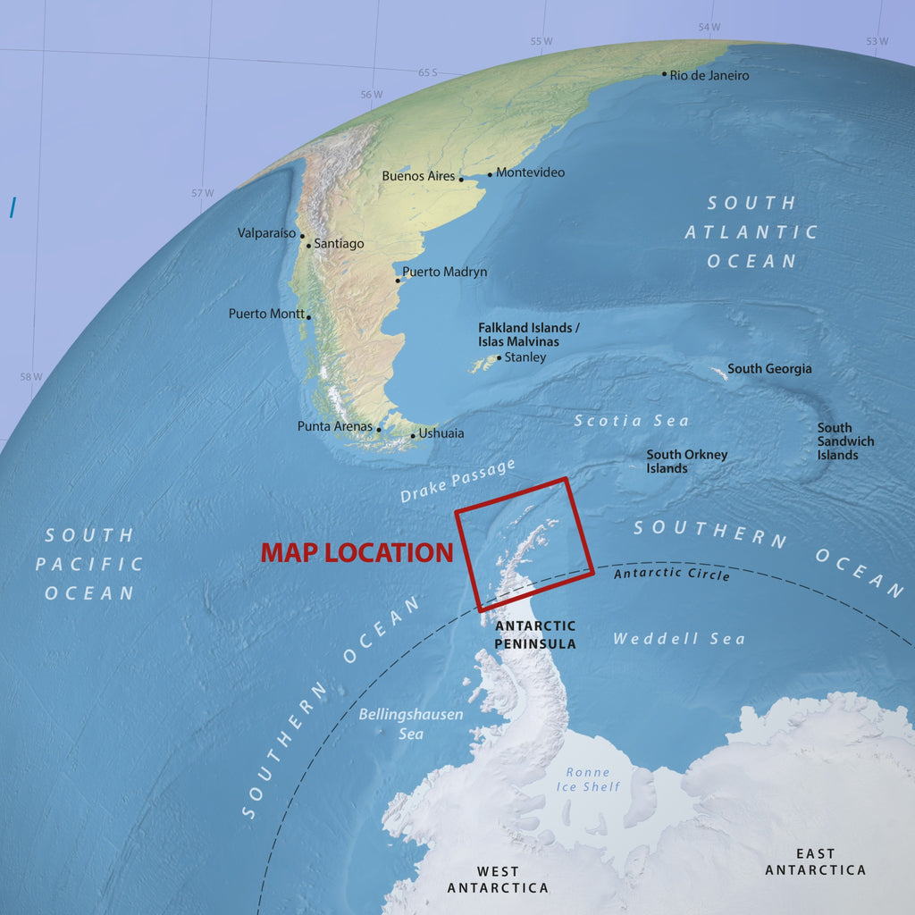 Mapa de la Antártida | Mapa mural físico de la península antártica