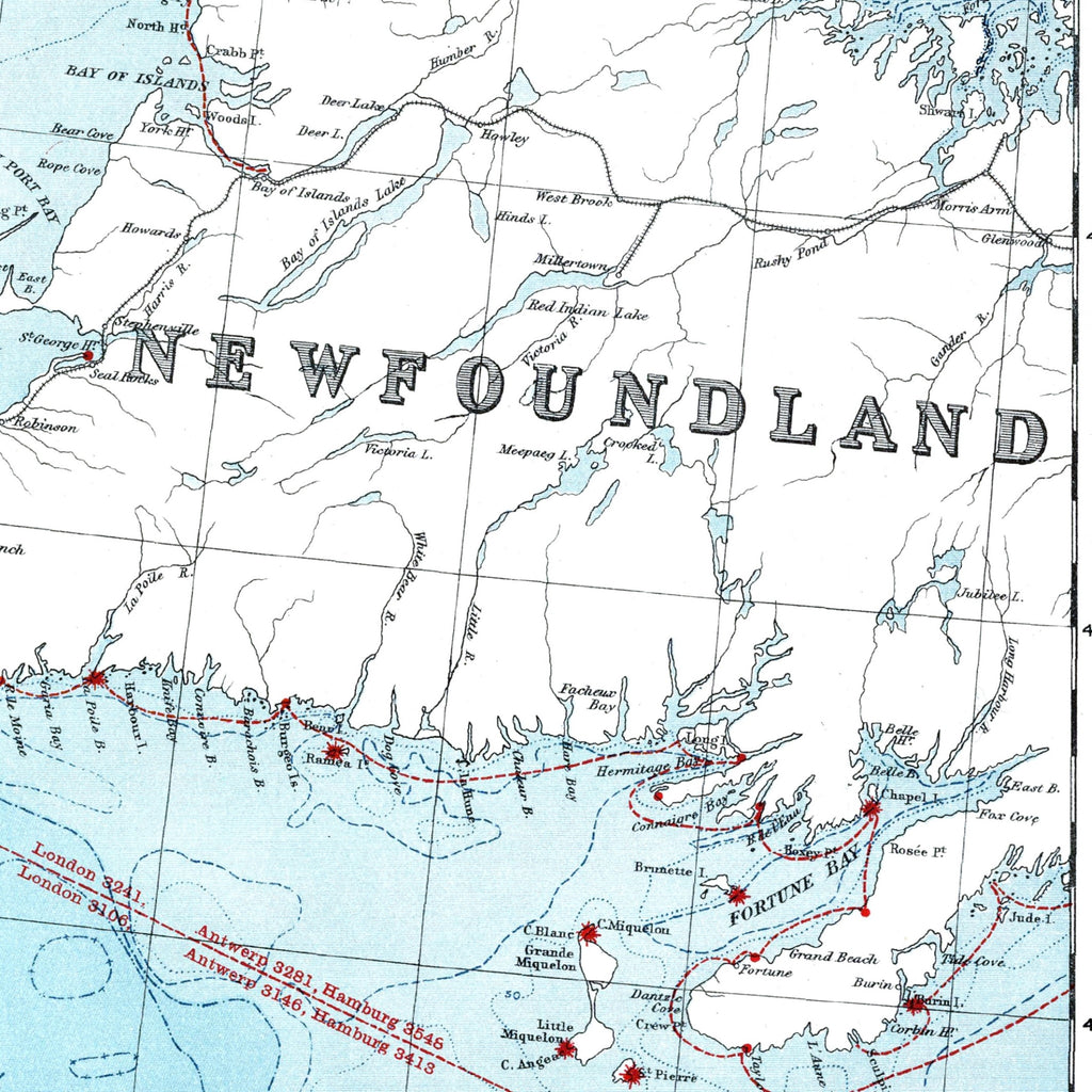 Atlantik | Leuchttürme | Segelrouten | Kanada | Vintage Map