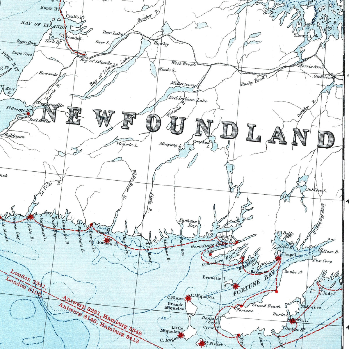 Atlantik | Leuchttürme | Segelrouten | Kanada | Vintage Map