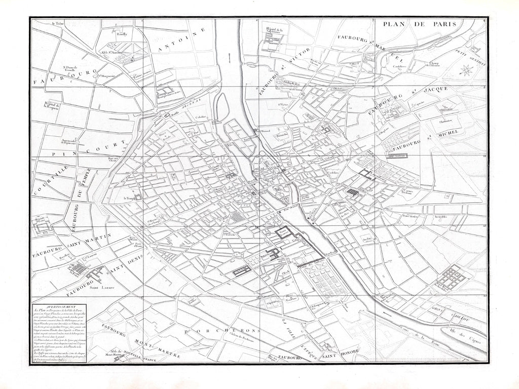 París | Mapa panorámico | 1739 | Mapa vintage