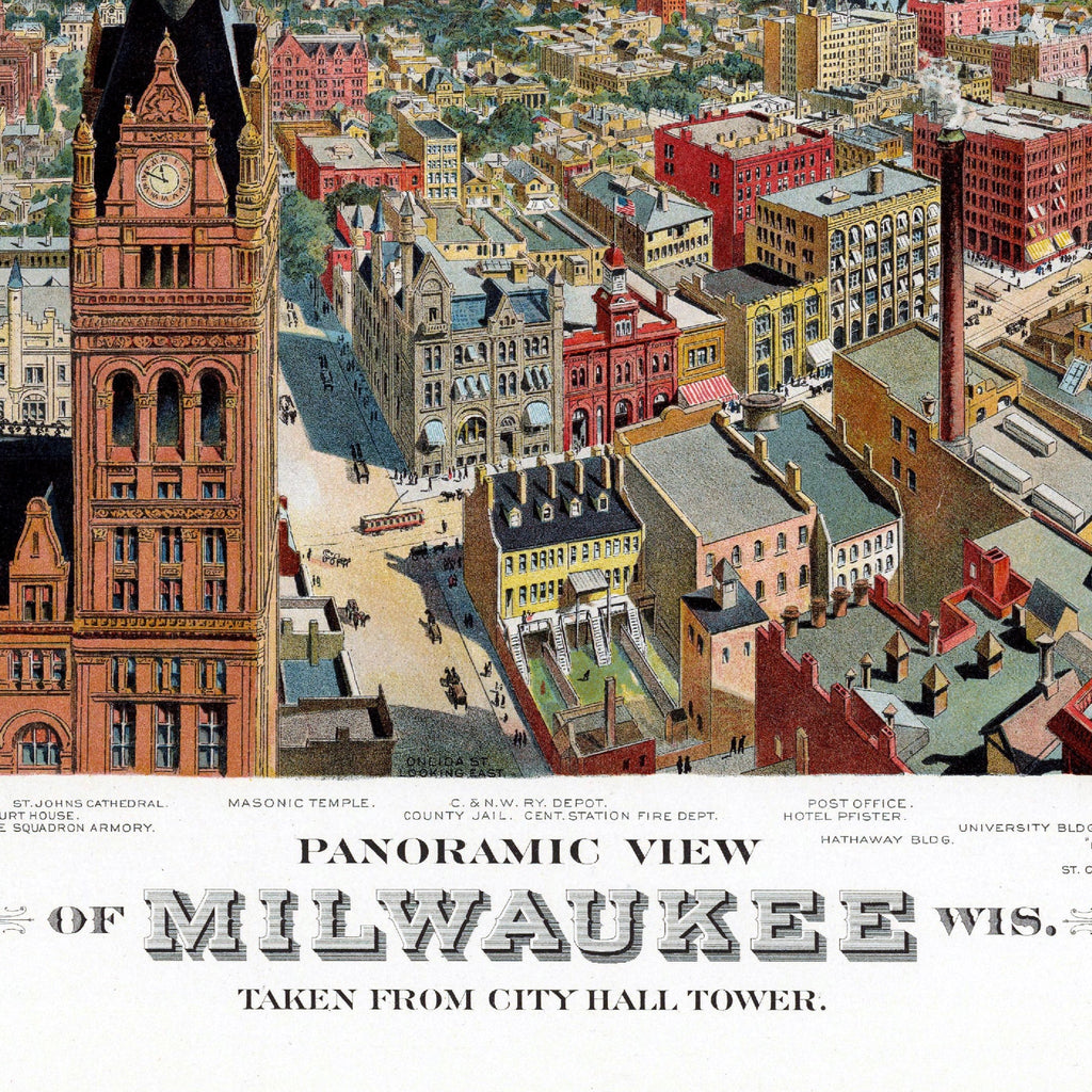Milwaukee | Panorama-Karte | Vintage Map