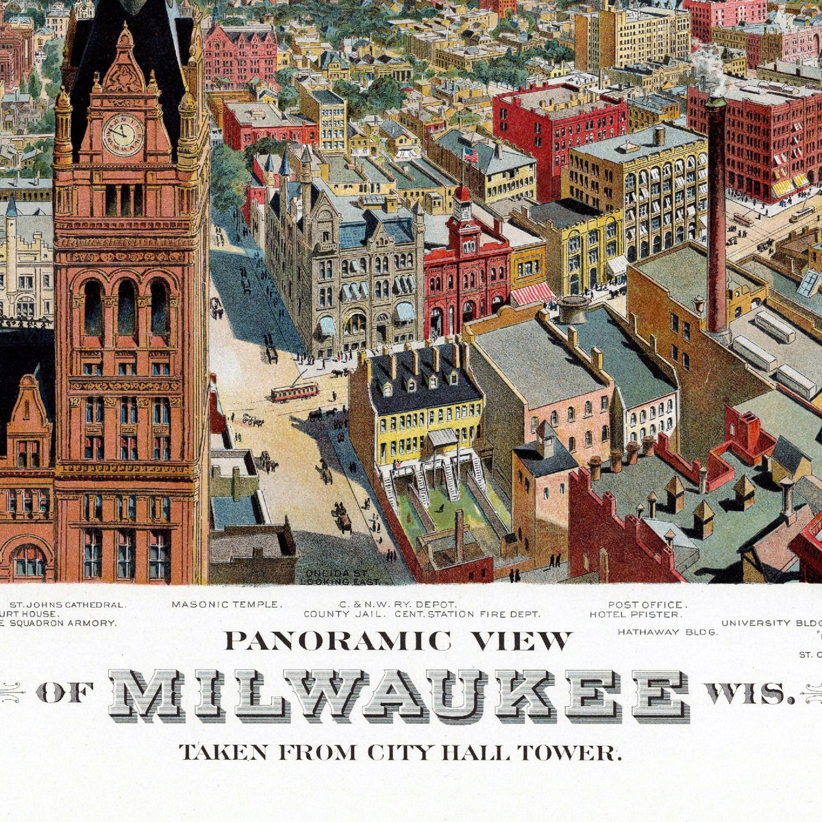 Milwaukee | Panorama-Karte | Vintage Map