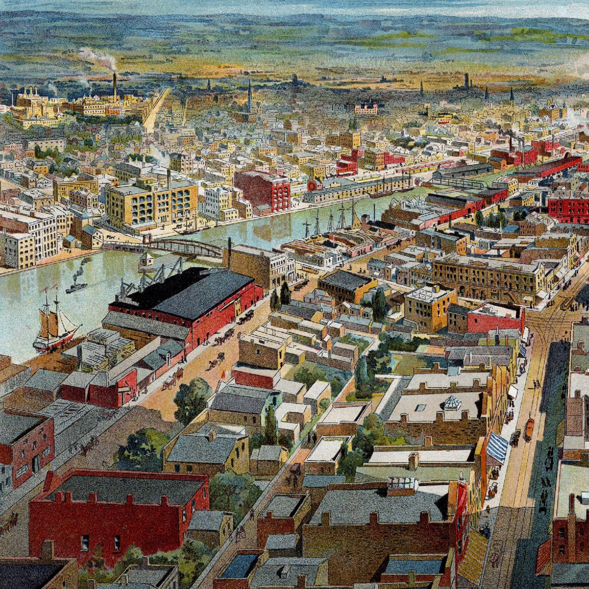 Milwaukee | Panorama-Karte | Vintage Map