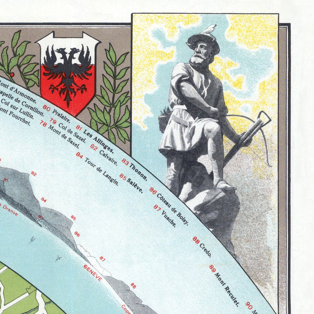 Lausanne| Panorama-Karte | Vintage Print