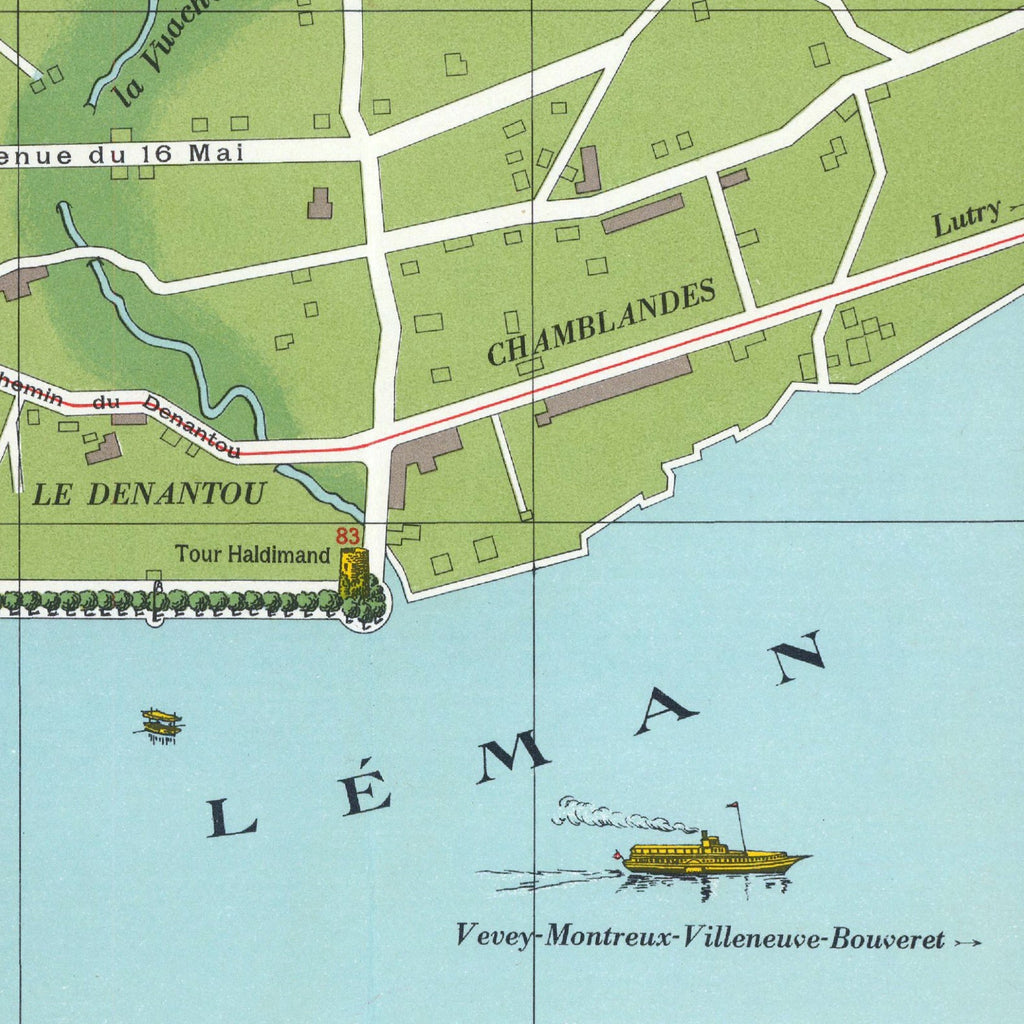 Lausanne| Panorama-Karte | Vintage Print