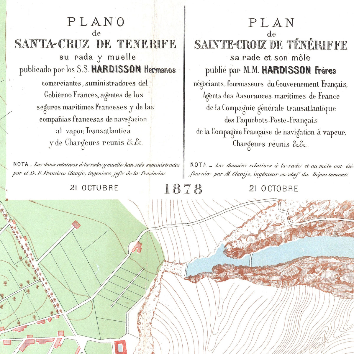 Santa Cruz | Teneriffa | Spanien | 1878 | Vintage Map