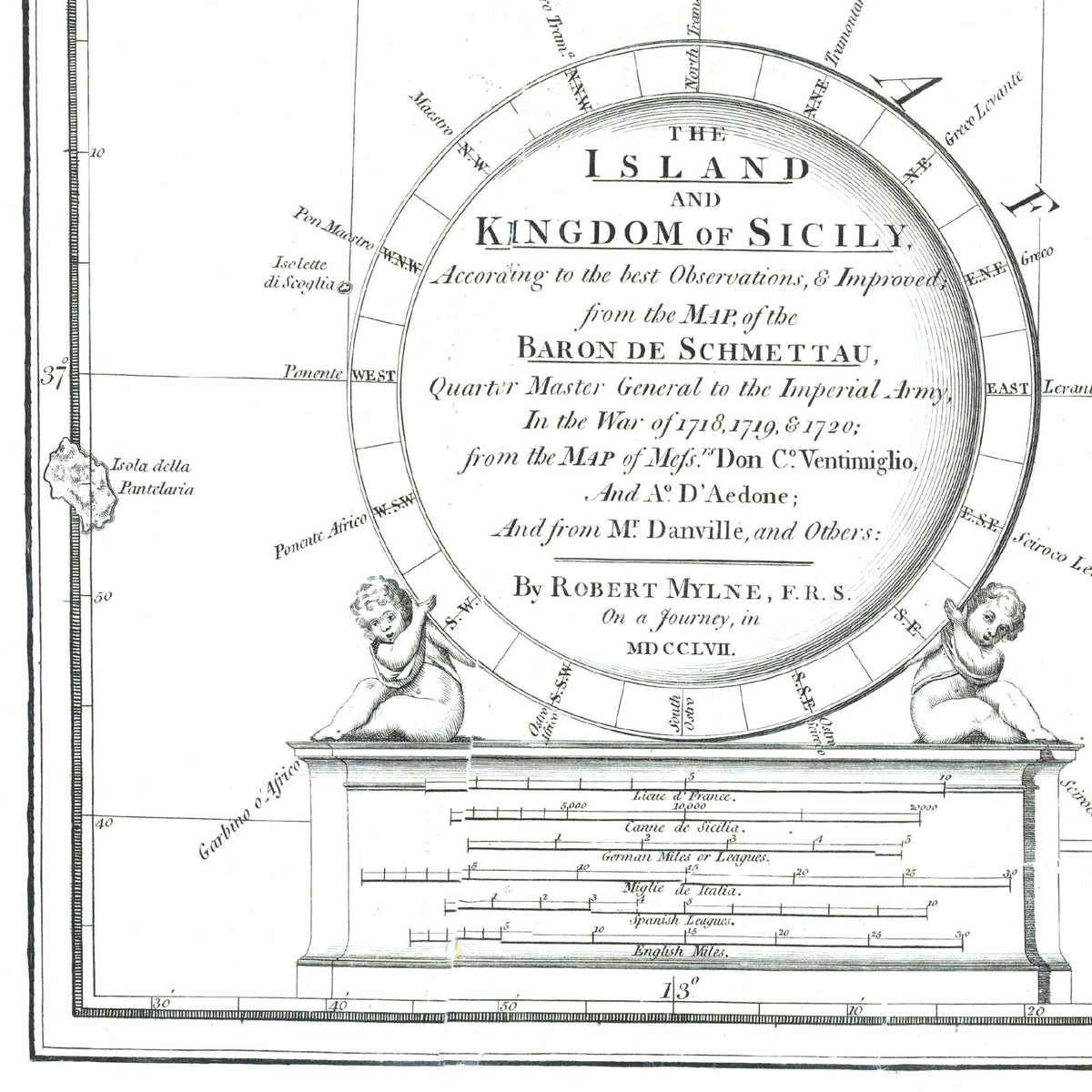 Sizilien | Italien| Seekarte | 1788 | Vintage Print