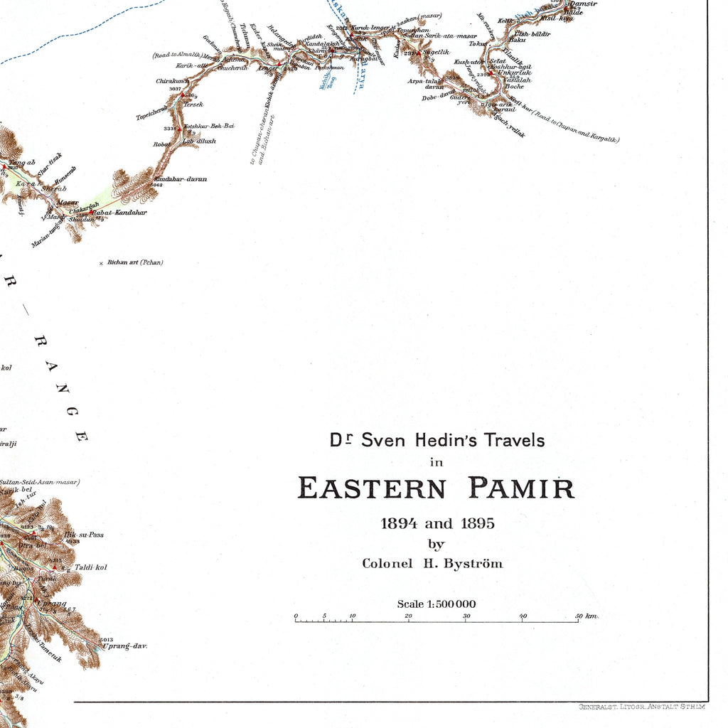 Tíbet | Pamir | Mapa histórico | 1922 | Reproducción