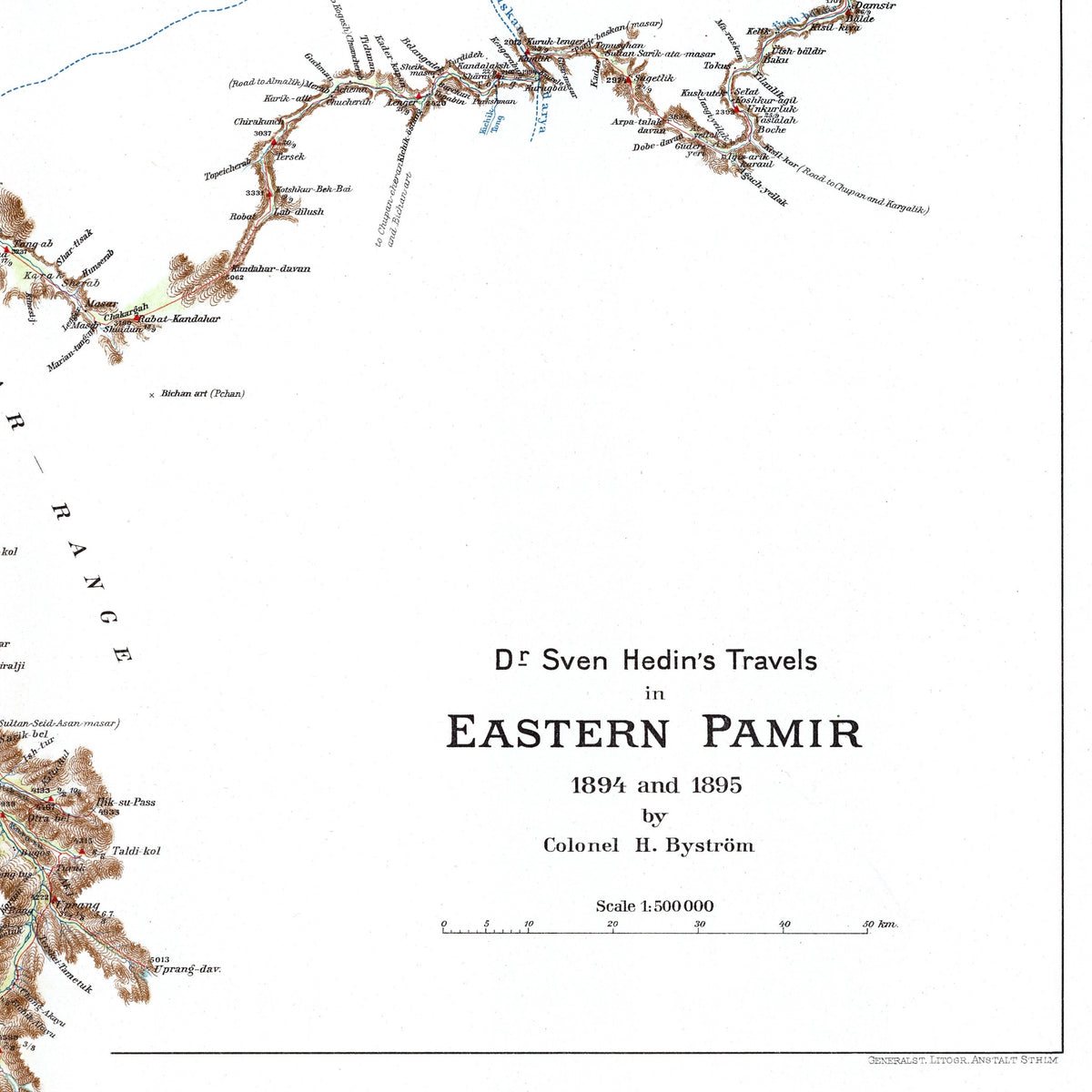 Tíbet | Pamir | Mapa histórico | 1922 | Reproducción
