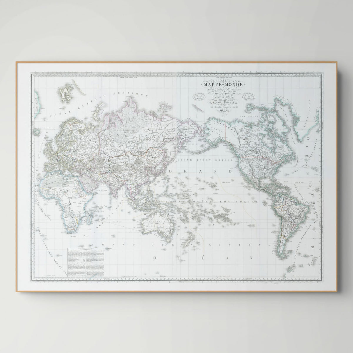 Weltkarte politisch | 1843 | Meridian 180 Grad Ost | Australien und Ost-Asien | Mercator-Projektion, Welt | Erde