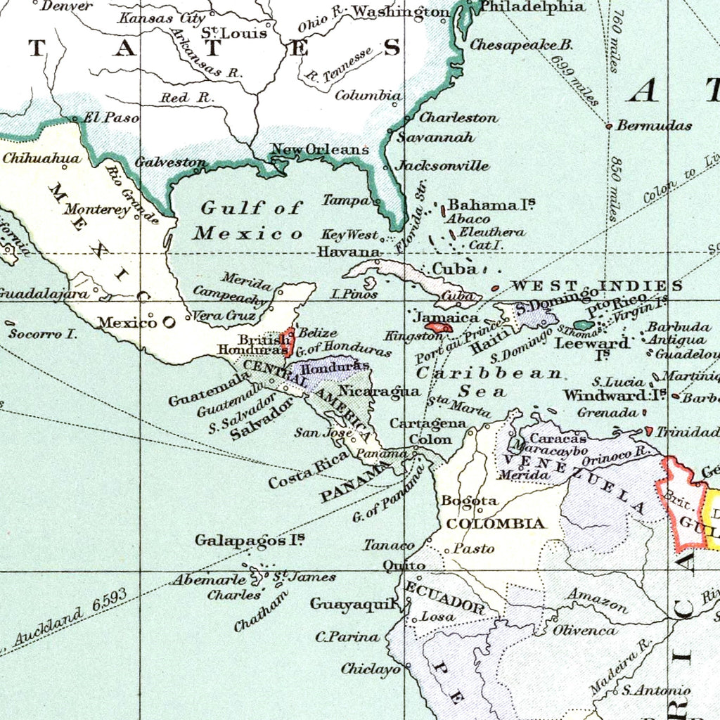 Weltkarte | Mercator-Projektion | 1915 | Vintage Map