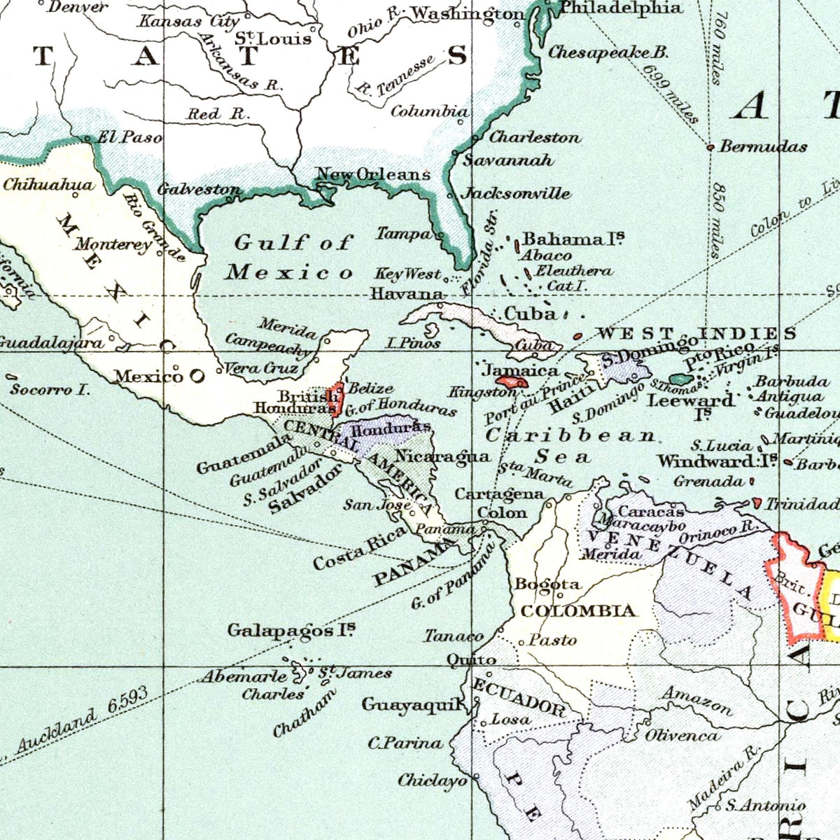 Weltkarte | Mercator-Projektion | 1915 | Vintage Map