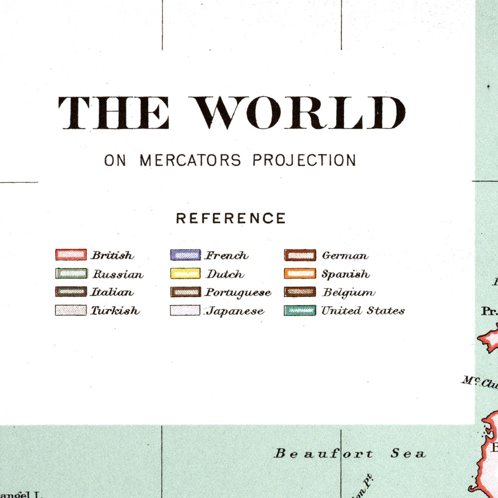 Weltkarte | Mercator-Projektion | 1915 | Vintage Map