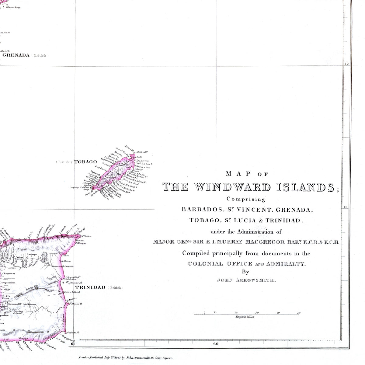 Windward Islands | Caribbean | Map from 1842
