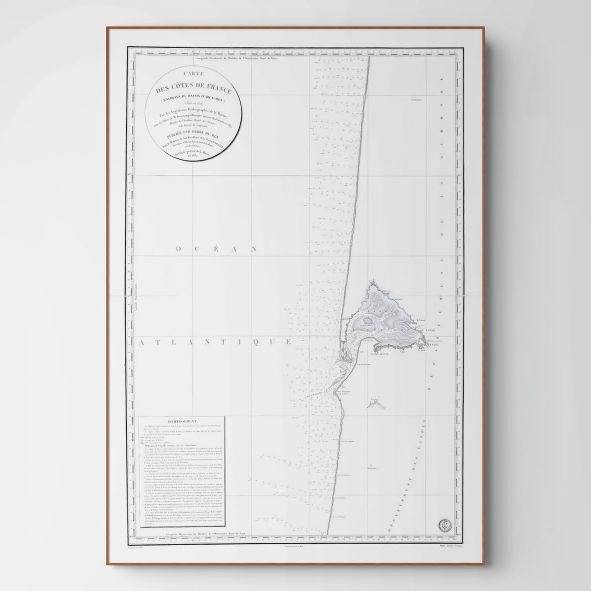 Arcachon | Frankreich | Seekarte | Karte von 1830