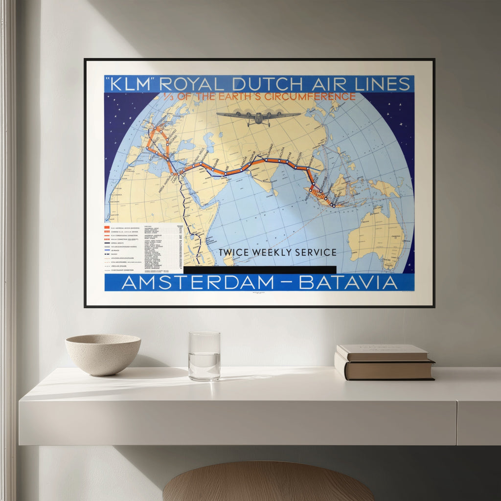Luftfahrtplakat | Luftverkehrsrouten | Streckenkarte | 1934
