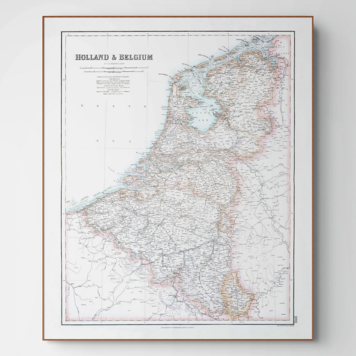 Niederlande | Belgien | Karte von 1872 | Vintage Map