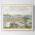 Mexico-City | Panorama-Karte | 1628 | Stadtplan | Vintage Map