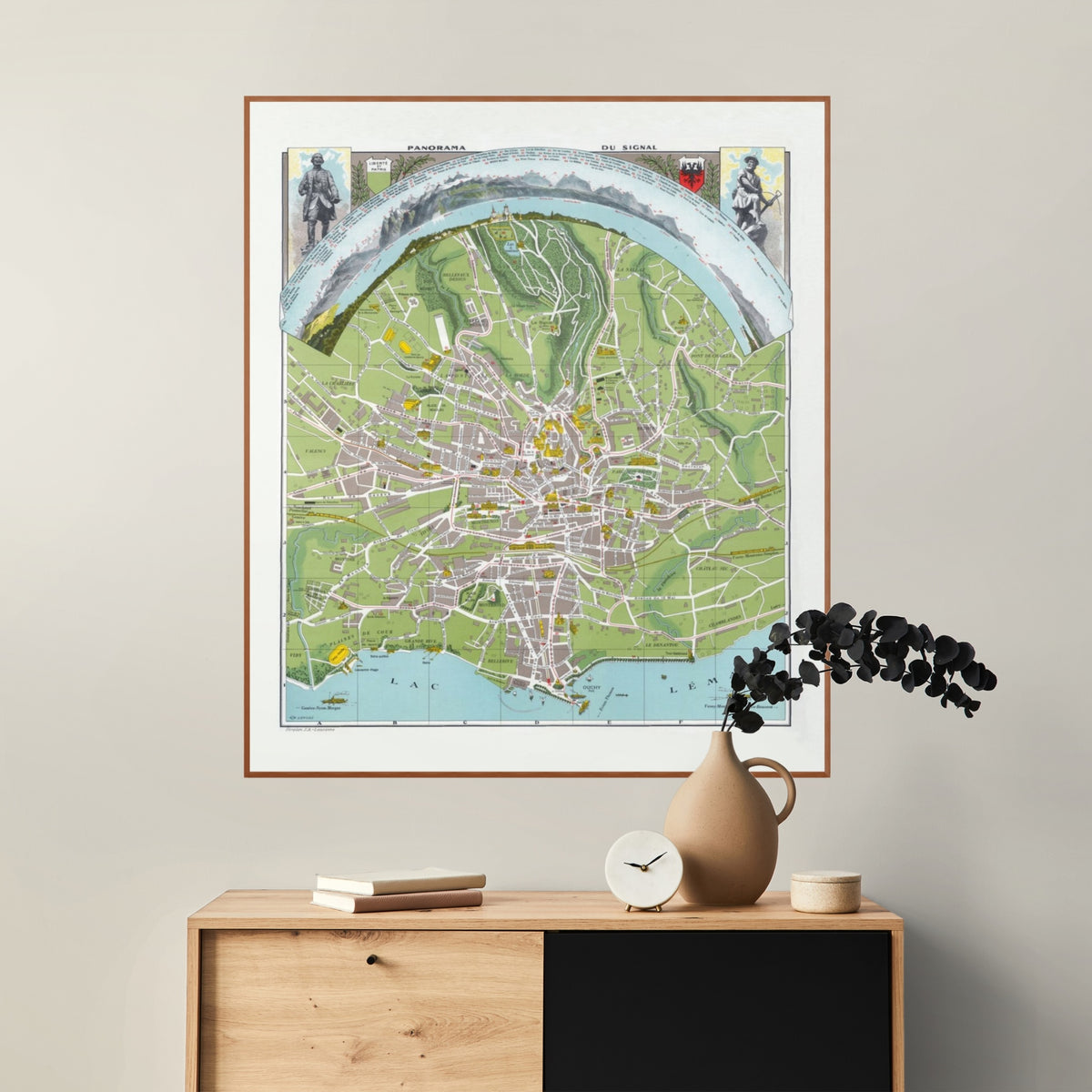 Lausanne| Panorama-Karte | Vintage Print