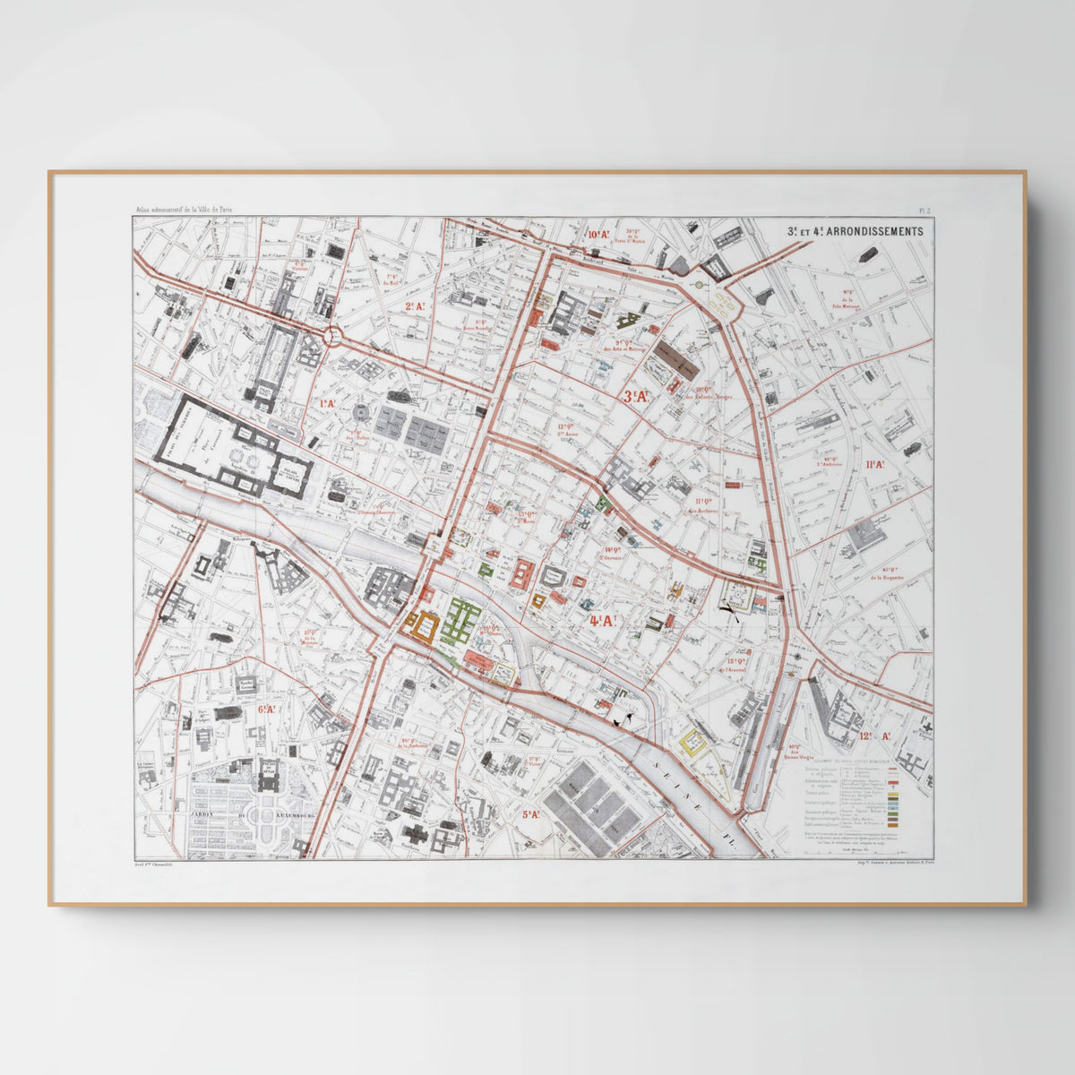 Haussmann | Paris 02 | 3. und 4 Arrondissement | Vintage Map