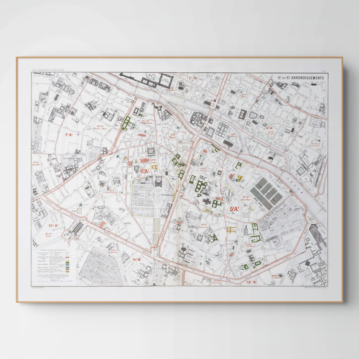 Haussmann | Paris 03 | 5. und 6 Arrondissement | Vintage Map