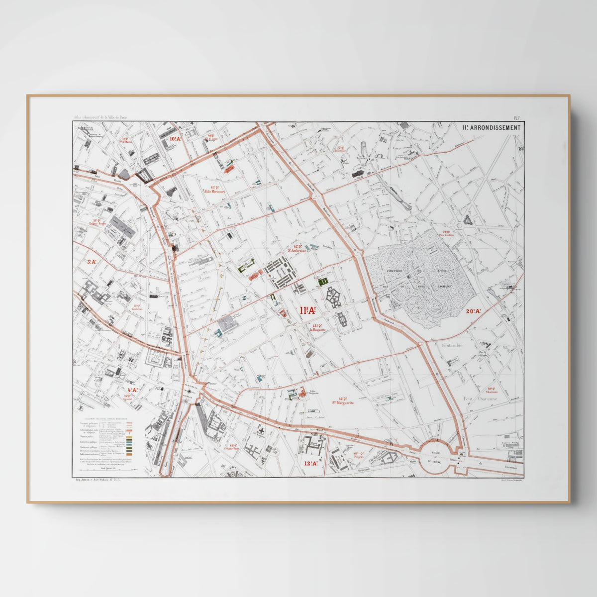 Haussmann | Paris | 11. Arrondissement | Vintage Map