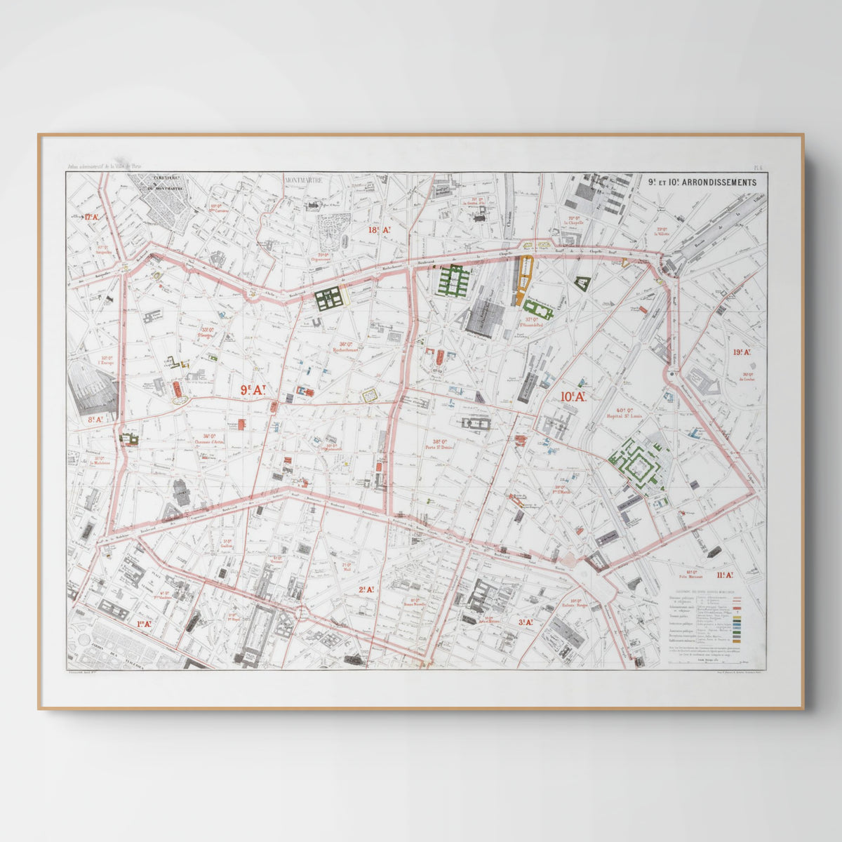 Haussmann | Paris 06 | 9. und 10. Arrondissement | Vintage Map