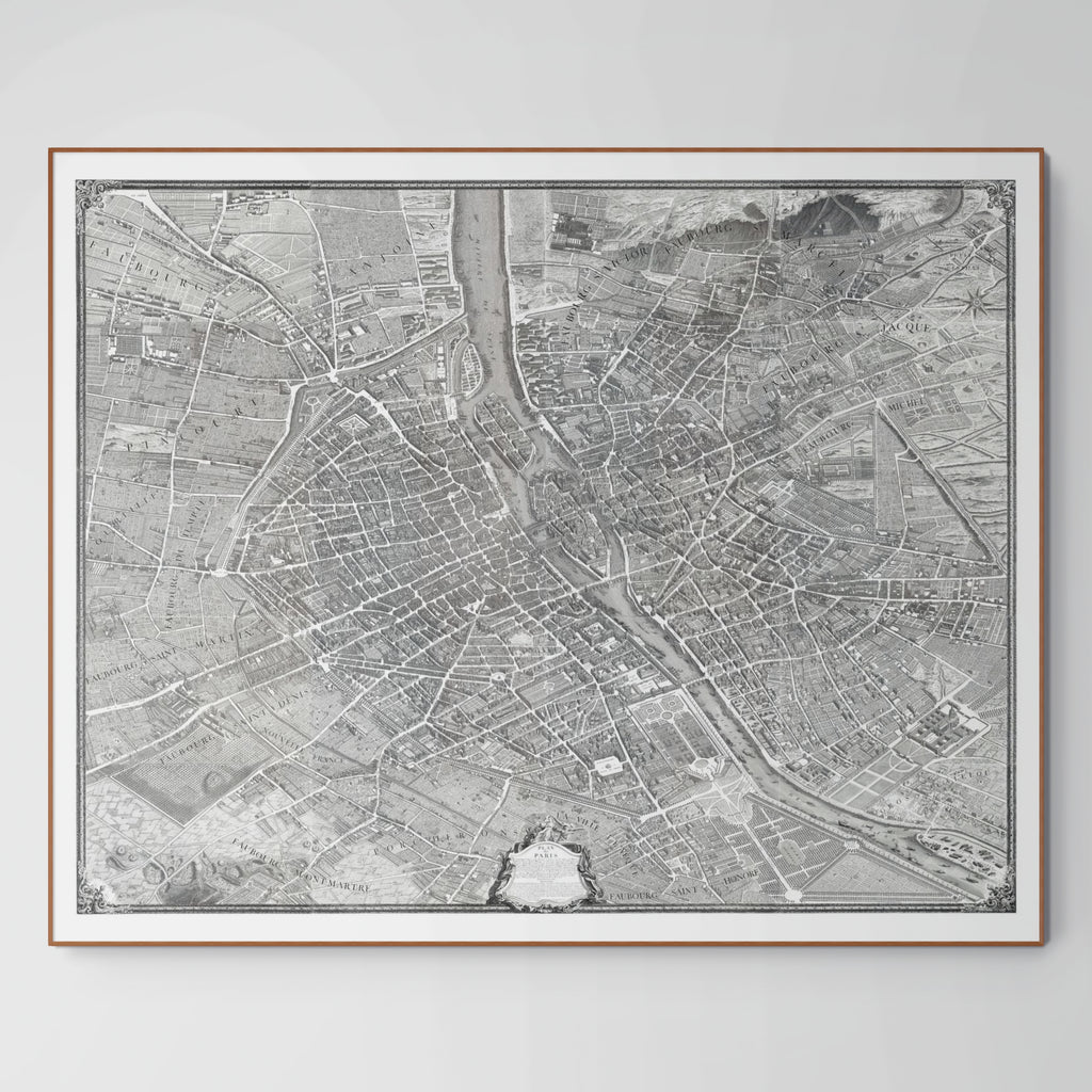 París | Mapa panorámico | 1739 | Mapa vintage