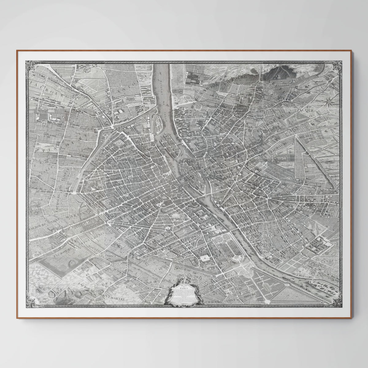 Paris | Panorama-Karte | 1739 | Vintage Map