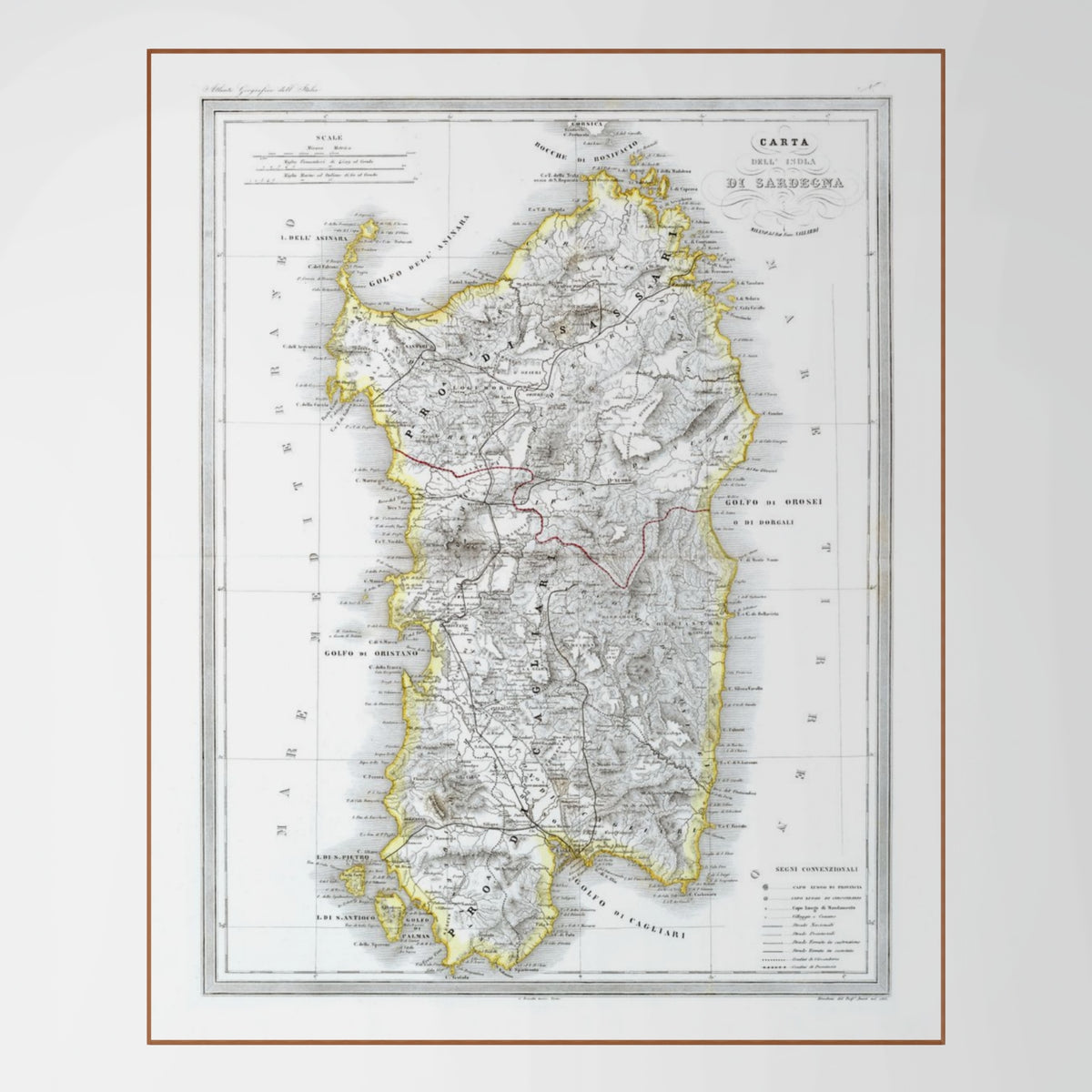 Sardinien | Italien | Landkarte von 1865