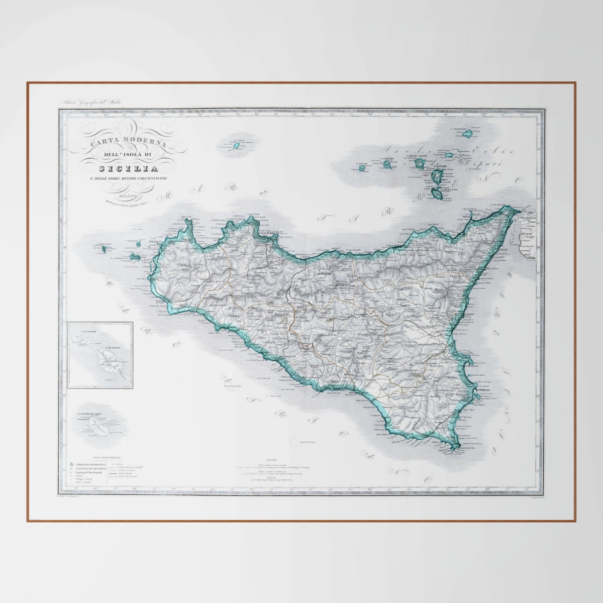 Sizilien | Italien | Landkarte von 1895