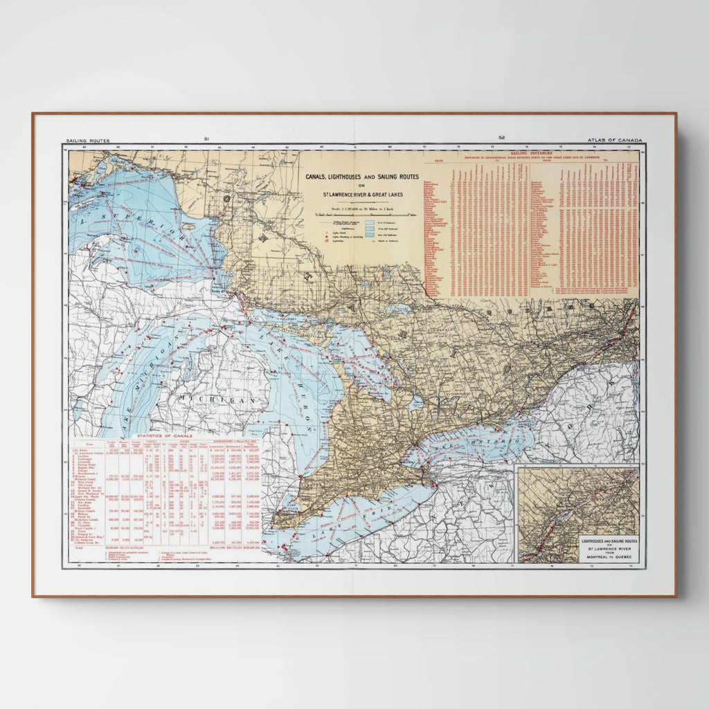 Sankt-Lorenz-Strom | Leuchttürme | Segelrouten | Kanada | Vintage Map