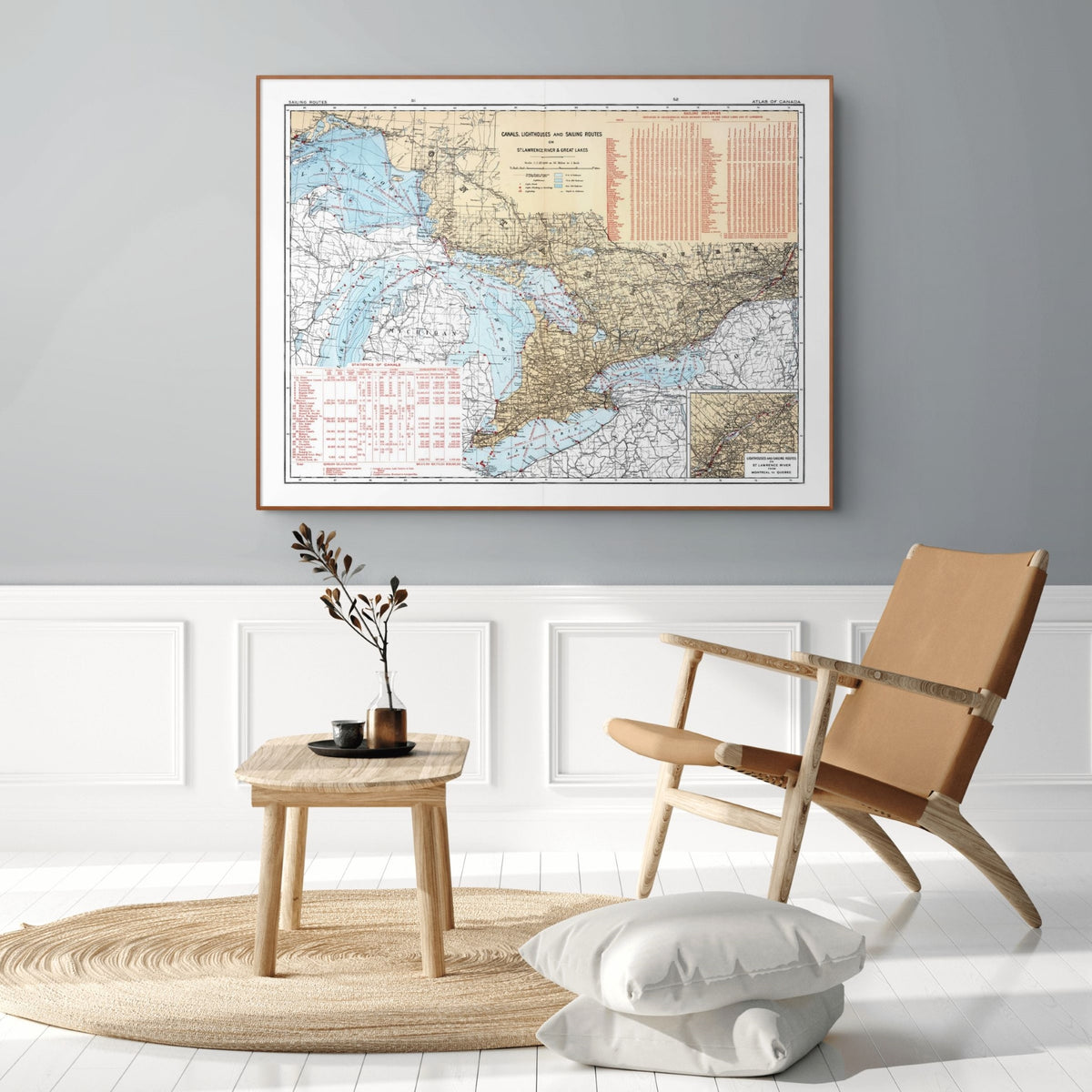 Sankt-Lorenz-Strom | Leuchttürme | Segelrouten | Kanada | Vintage Map