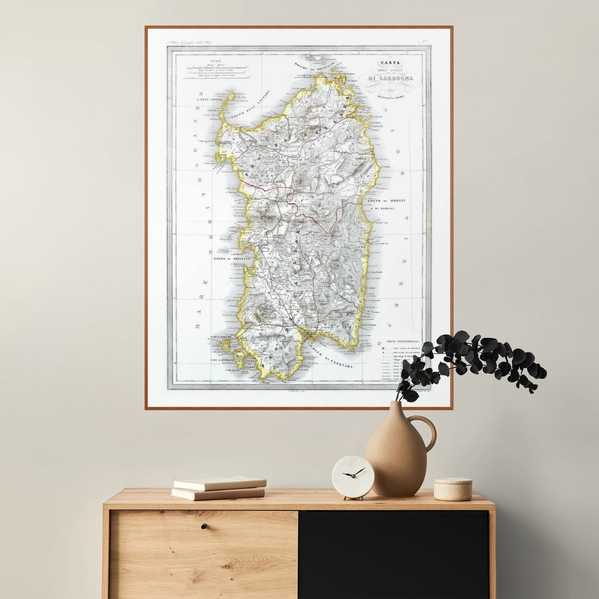Sardinien | Italien | Landkarte von 1865